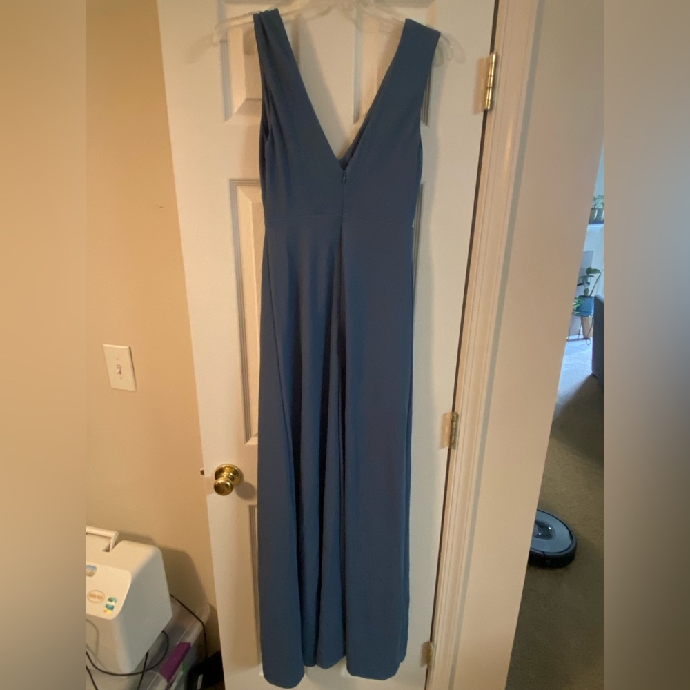 Birds grey shamin dress in crepe twilight blue size small no alternations made